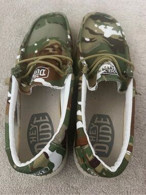 Hey Dude Camouflage Slip-On Shoes in Green, Brown, Tan